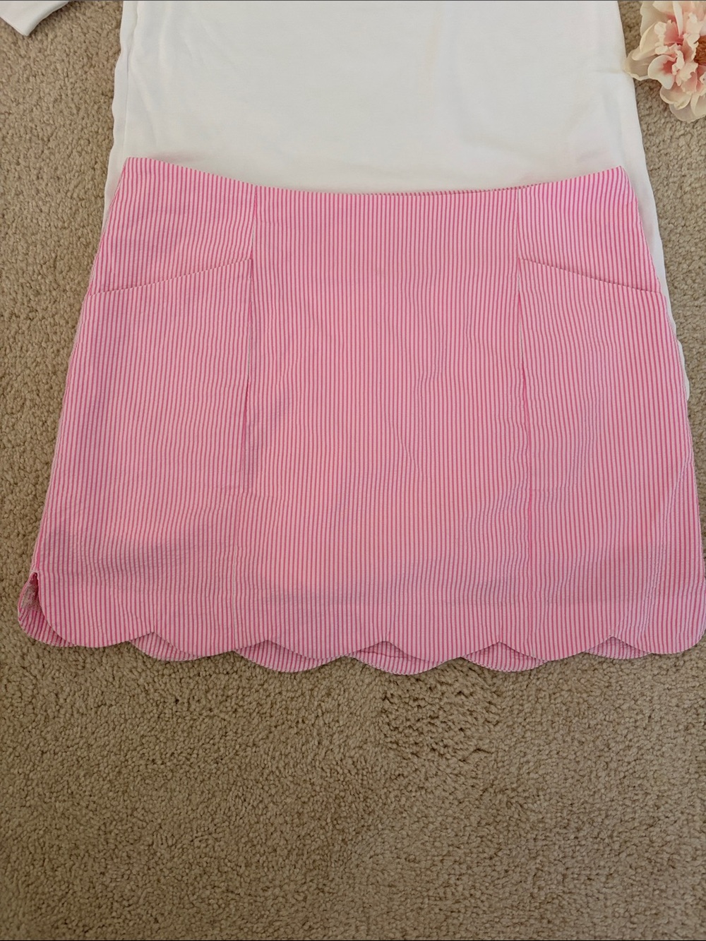 Lilly Pulitzer Pink Striped Scallop Hem Mini Skort
